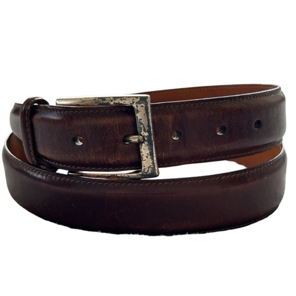 Martin Dingman Mens Brown Glazed Italian Calfskin Leather Dress Belt Size‎ 34 85